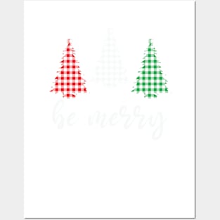 Merry Christmas Leopard Red Plaid Tree Gift Be Merry Posters and Art